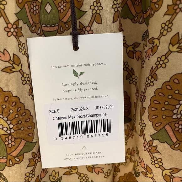 NWT Spell Chateau Maxi Skirt in Champagne size S - Picture 7 of 9